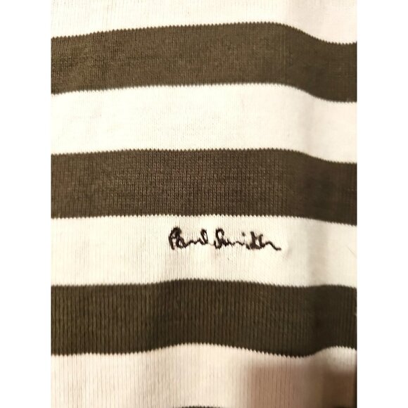 Paul Smith Men's Crew Neck Jumper Pullover Sweater Stripe Size L Green Slim - Picture 4 of 9
